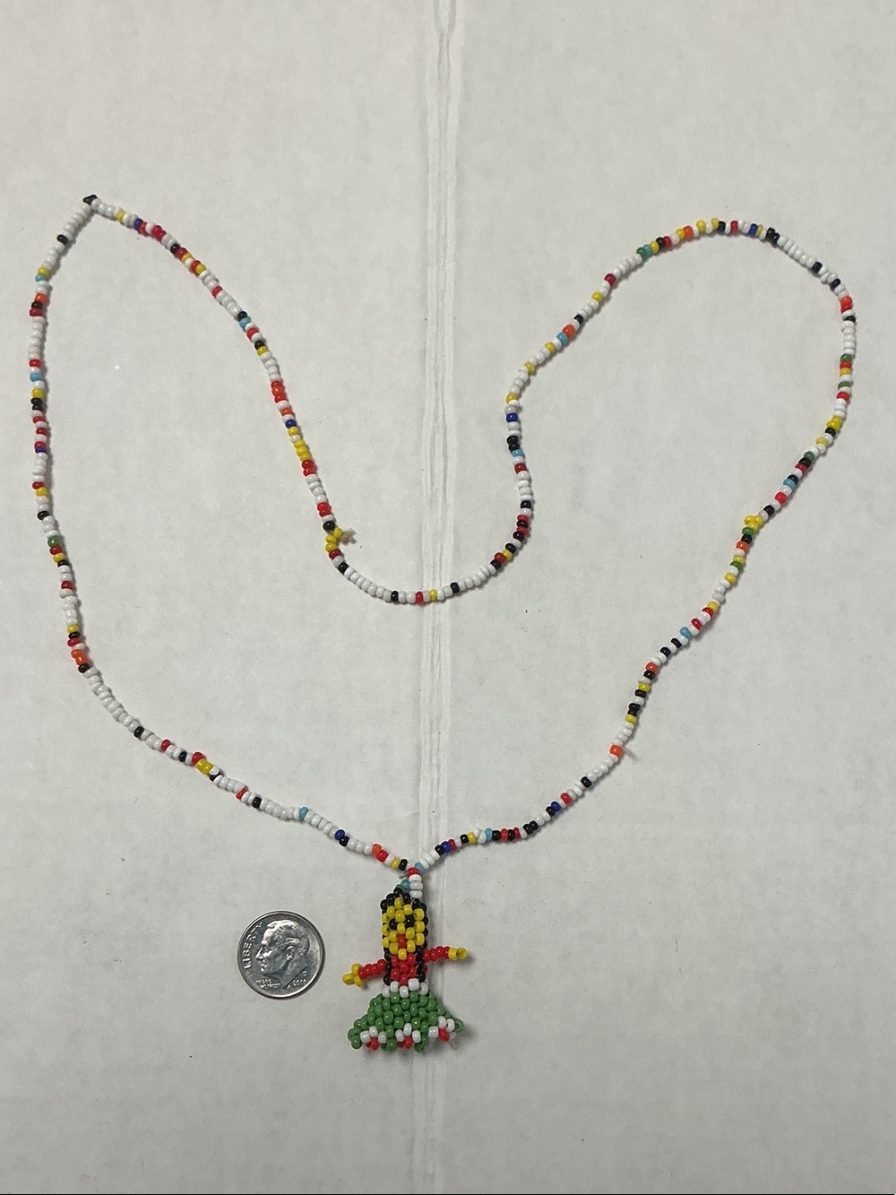 Handmade Multicolor Seed Bead Native American Kachina Pendant Necklace